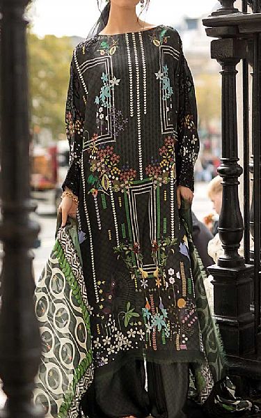 Sobia Nazir Black Satin Suit | Pakistani Winter Dresses in USA- Image 1