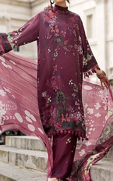 Sobia Nazir Old Mauve Satin Suit | Pakistani Winter Dresses in USA- Image 1