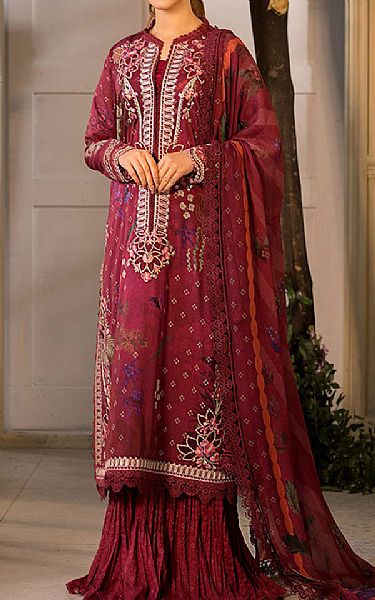Sobia Nazir Deep Carmine Lawn Suit | Pakistani Lawn Dress in USA- Image 1
