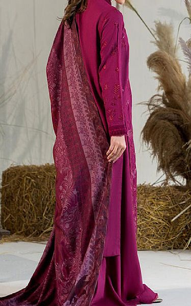Sobia Nazir Dark Raspberry Karandi Suit | Pakistani Winter Dresses in USA- Image 2