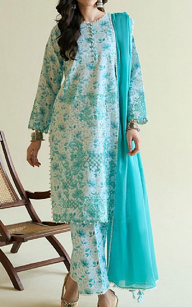 So Kamal Aqua Lawn Suit | Pakistani Lawn Dress in USA- Image 1