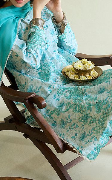 So Kamal Aqua Lawn Suit | Pakistani Lawn Dress in USA- Image 2
