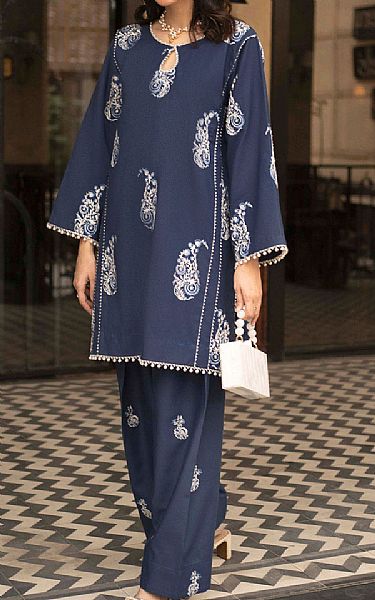 So Kamal Navy Lawn Suit (2 Pcs) | Pakistani Lawn Dress in USA- Image 1