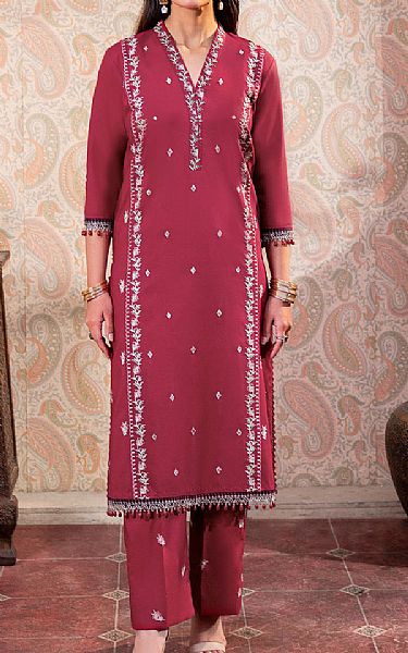 So Kamal Crimson Lawn Suit (2 Pcs) | Pakistani Lawn Dress in USA- Image 1