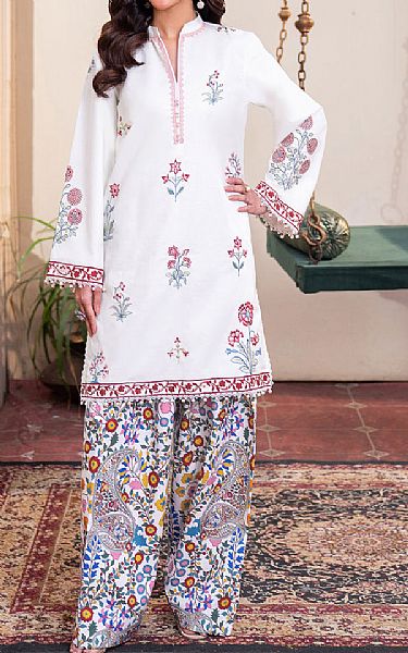 So Kamal Off-white Lawn Suit (2 Pcs) | Pakistani Lawn Dress in USA- Image 1