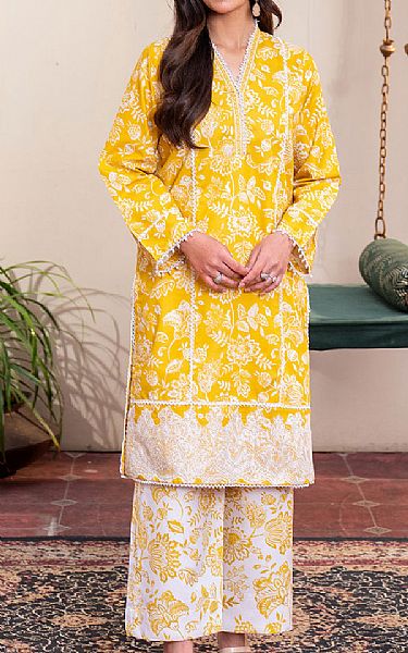 So Kamal Yellow Lawn Suit (2 Pcs) | Pakistani Lawn Dress in USA- Image 1