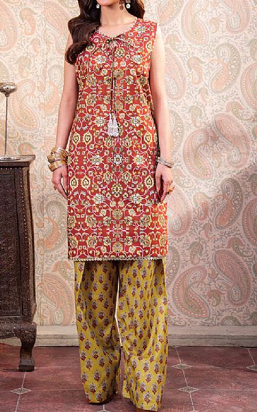 So Kamal Rust Lawn Suit (2 Pcs) | Pakistani Lawn Dress in USA- Image 1