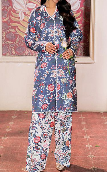 So Kamal Cadet Grey Lawn Suit (2 Pcs) | Pakistani Lawn Dress in USA- Image 1