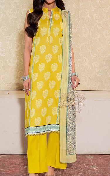 So Kamal Golden Yellow Lawn Suit | Pakistani Lawn Dress in USA- Image 1
