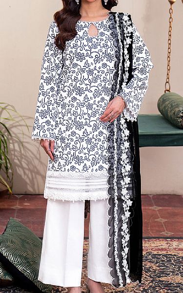 So Kamal White/Black Lawn Suit | Pakistani Lawn Dress in USA- Image 1