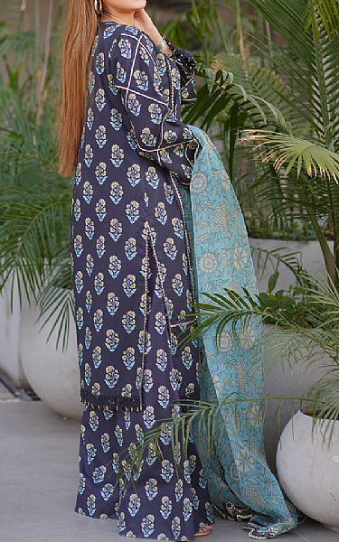 So Kamal Navy Lawn Suit | Pakistani Lawn Dress in USA- Image 2