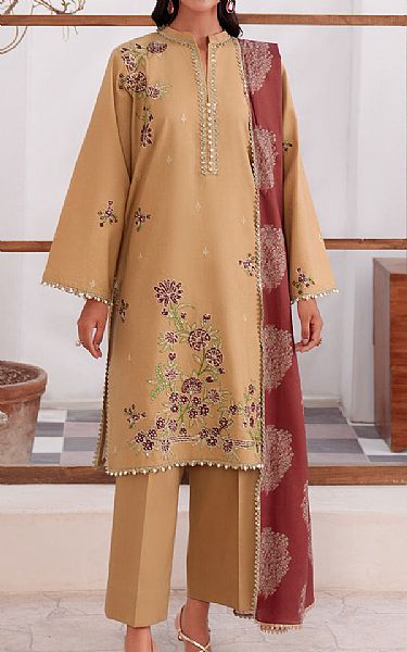 So Kamal Beige Lawn Suit (2 Pcs) | Pakistani Lawn Dress in USA- Image 1