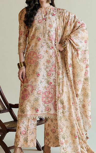 So Kamal Tan Lawn Suit | Pakistani Lawn Dress in USA- Image 1