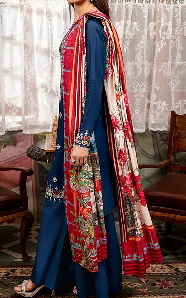 So Kamal Oxford Blue Khaddar Suit | Pakistani Winter Dresses in USA- Image 2