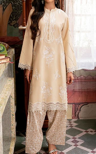 So Kamal Ivory Khaddar Suit (2 Pcs) | Pakistani Winter Dresses in USA- Image 1