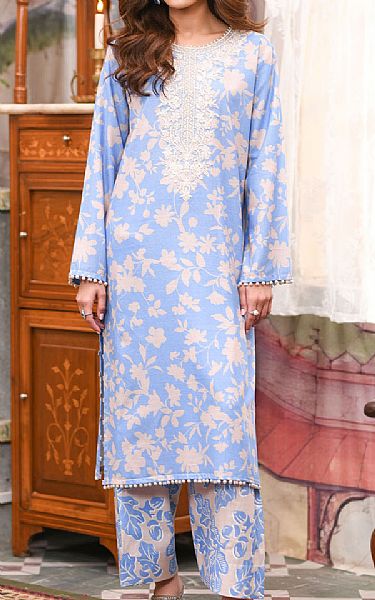 So Kamal Cadet Blue Khaddar Suit (2 Pcs) | Pakistani Winter Dresses in USA- Image 1