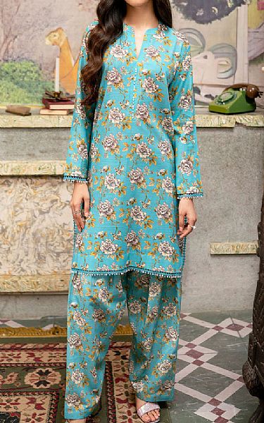 So Kamal Turquoise Khaddar Suit (2 Pcs) | Pakistani Winter Dresses in USA- Image 1
