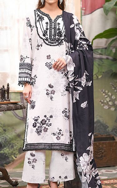 So Kamal White/Black Khaddar Suit | Pakistani Winter Dresses in USA- Image 1