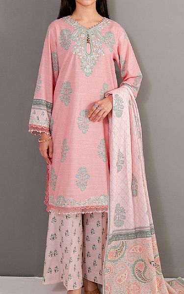 So Kamal Grey/Pink Khaddar Suit | Pakistani Winter Dresses in USA- Image 1