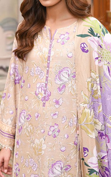So Kamal Beige/Lilac Khaddar Suit | Pakistani Winter Dresses in USA- Image 2