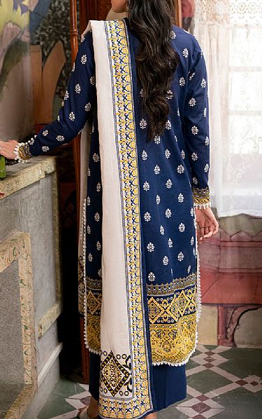 So Kamal Dark Blue Khaddar Suit | Pakistani Winter Dresses in USA- Image 2