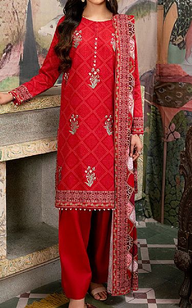 So Kamal Red Khaddar Suit | Pakistani Winter Dresses in USA- Image 1