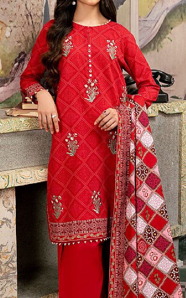 So Kamal Red Khaddar Suit | Pakistani Winter Dresses in USA- Image 2
