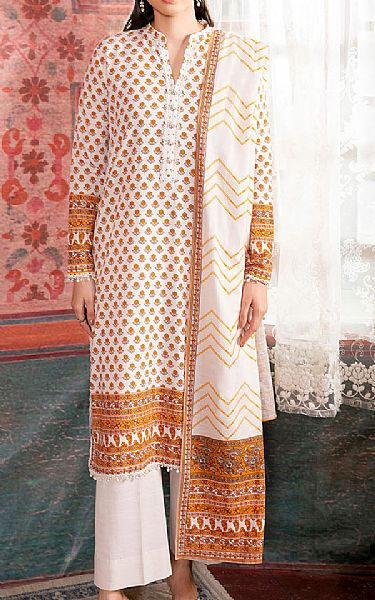 So Kamal White/Mustard Khaddar Suit | Pakistani Winter Dresses in USA- Image 1