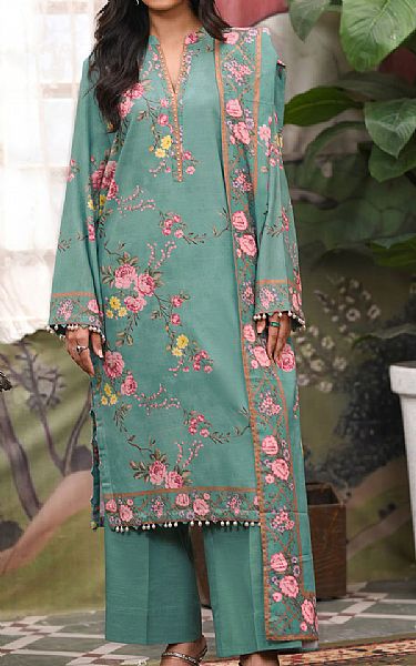 So Kamal Sage Green Khaddar Suit | Pakistani Winter Dresses in USA- Image 1