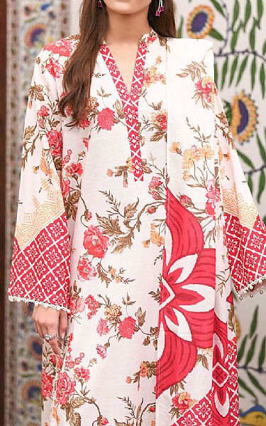 So Kamal White/Pink Khaddar Suit | Pakistani Winter Dresses in USA- Image 2
