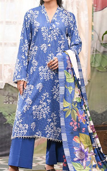 So Kamal Cornflower Blue Khaddar Suit | Pakistani Winter Dresses in USA- Image 1