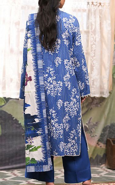 So Kamal Cornflower Blue Khaddar Suit | Pakistani Winter Dresses in USA- Image 2