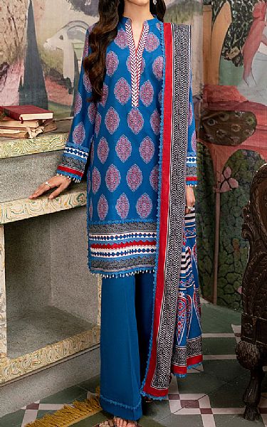 So Kamal Zinc Blue Khaddar Suit | Pakistani Winter Dresses in USA- Image 1