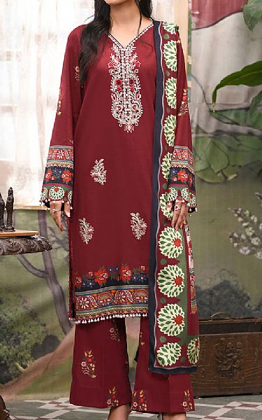So Kamal Maroon Khaddar Suit | Pakistani Winter Dresses in USA- Image 1