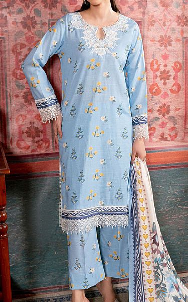 So Kamal Baby Blue Khaddar Suit | Pakistani Winter Dresses in USA- Image 1