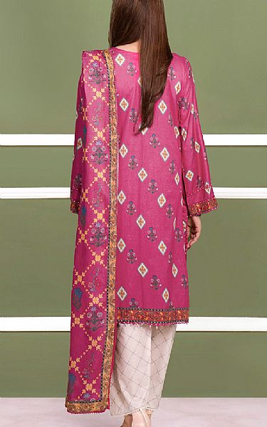 So Kamal Off White/Cranberry Cambric Suit | Pakistani Lawn Dress in USA- Image 2