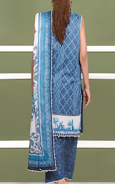 So Kamal Off White/Blue Cambric Suit | Pakistani Lawn Dress in USA- Image 2