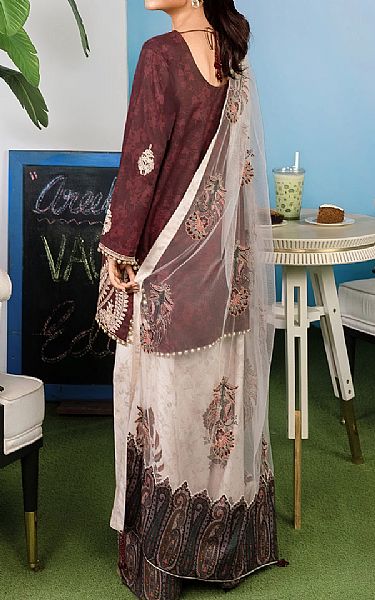 So Kamal Wine/Off White Lawn Suit | Pakistani Lawn Dress in USA- Image 2