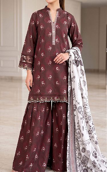 So Kamal Wine Lawn Suit | Pakistani Lawn Dress in USA- Image 1
