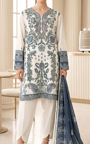 So Kamal Off White Lawn Suit | Pakistani Lawn Dress in USA- Image 1