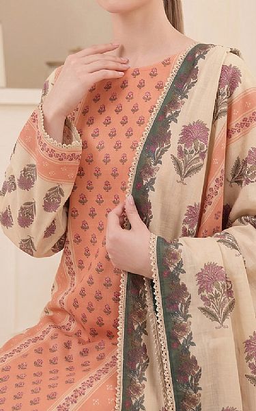 So Kamal Peach/Ivory Lawn Suit | Pakistani Lawn Dress in USA- Image 2