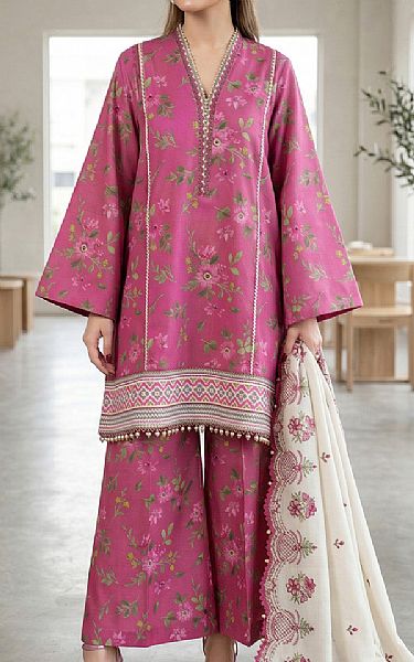 So Kamal Dark Pink Lawn Suit | Pakistani Lawn Dress in USA- Image 1