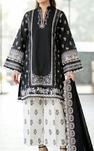 So Kamal Black/Off White Lawn Suit | Pakistani Lawn Dress in USA- Image 1