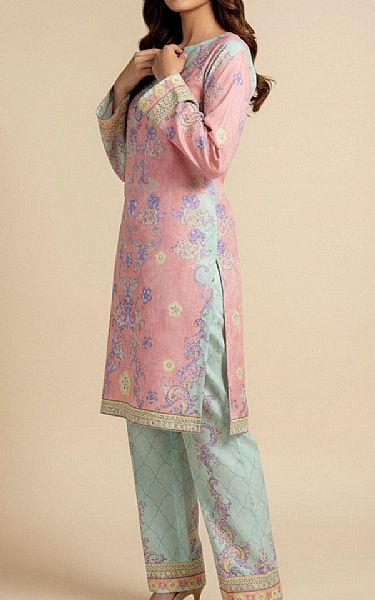 So Kamal Dusty Pink/Sea Mist Lawn Suit (2 pcs) | Pakistani Lawn Dress in USA- Image 2