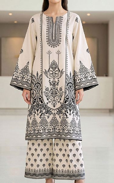 So Kamal Off-white Lawn Suit (2 Pcs) | Pakistani Lawn Dress in USA- Image 1