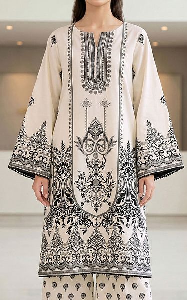 So Kamal Off-white Lawn Suit (2 Pcs) | Pakistani Lawn Dress in USA- Image 2