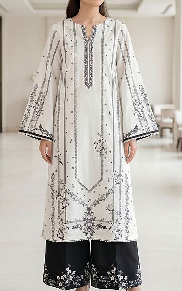 So Kamal White/Black Lawn Suit (2 Pcs) | Pakistani Lawn Dress in USA- Image 1