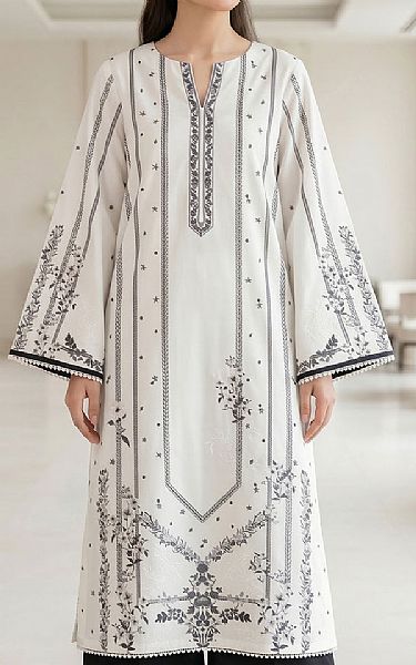 So Kamal White/Black Lawn Suit (2 Pcs) | Pakistani Lawn Dress in USA- Image 2