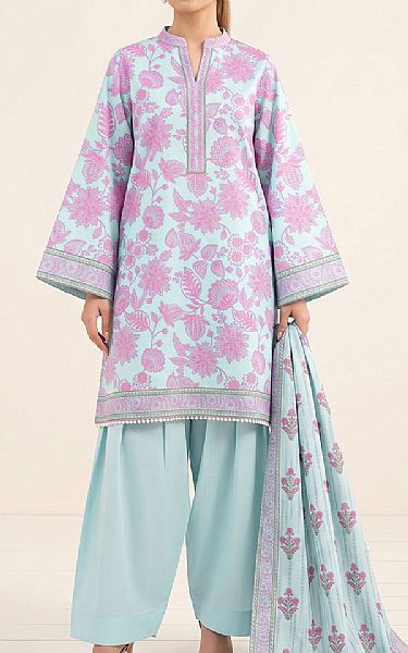 So Kamal Pale Aqua/Pink Pearl Lawn Suit (2 pcs) | Pakistani Lawn Dress in USA- Image 1