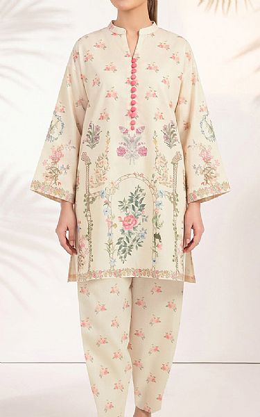 So Kamal Off White Lawn Suit (2 pcs) | Pakistani Lawn Dress in USA- Image 1